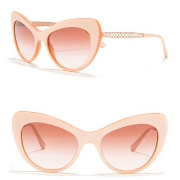 Dolce Gabbana 52mm Pearlescent Cat Eye Crystal Rose Gold Ombre Sunglasses