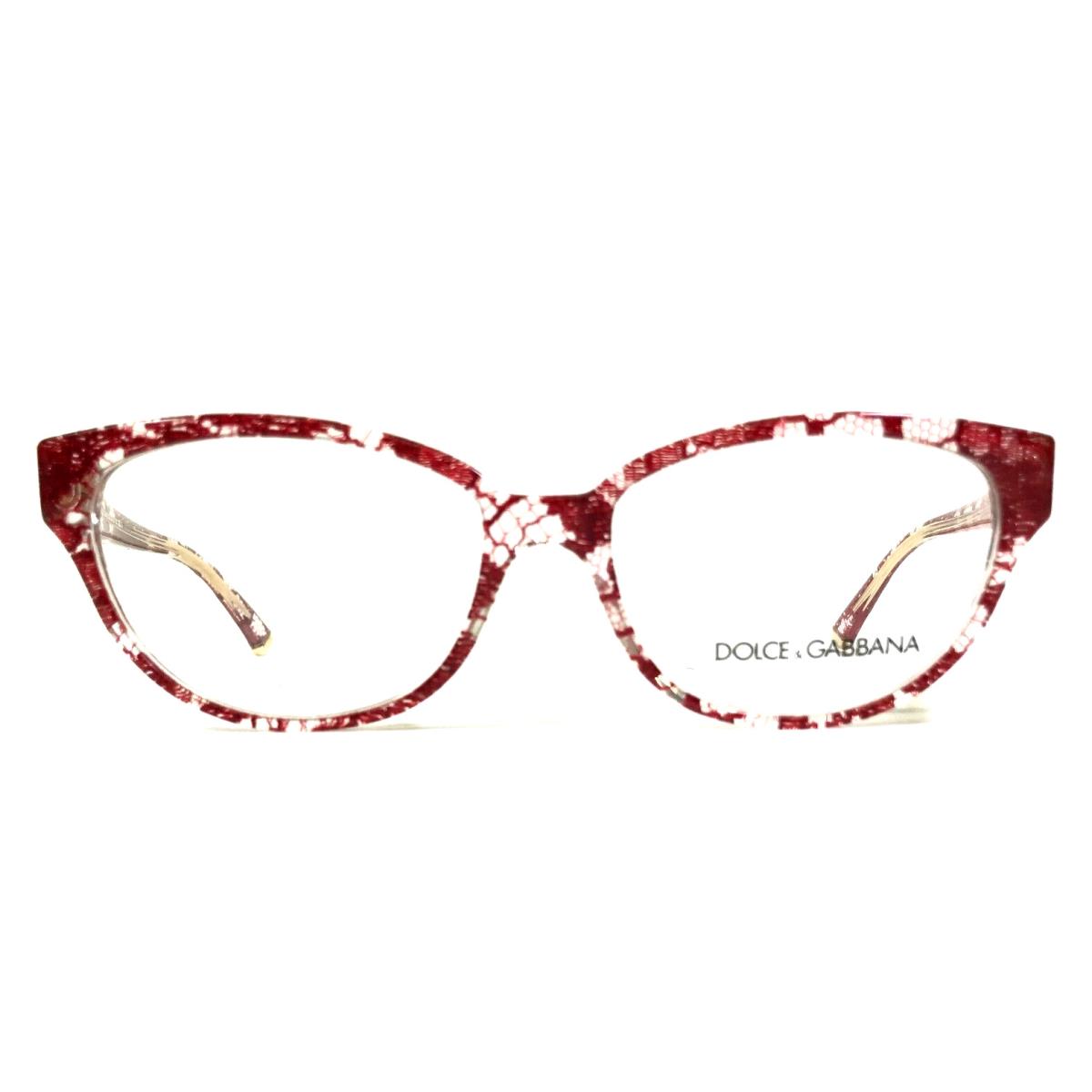 Dolce Gabbana Eyeglasses Frame DG3116 1903 Lacy Red Cat Eye Full Rim 55-16-140