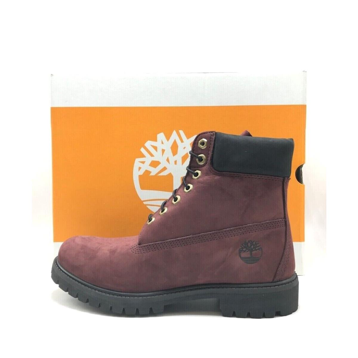 Men Timberland Premium 6-INCH Waterproof Boots Burgundy TB0A5VB5 C60 - BURGUNDY