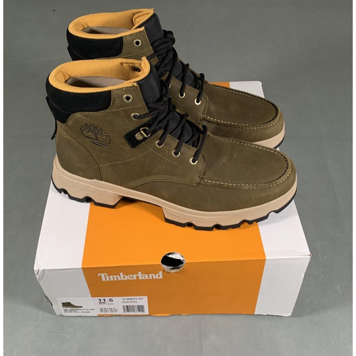 Timberland Originals Ultra Waterproof Mid Men`s Boots Olive Full Grain Size 11.5