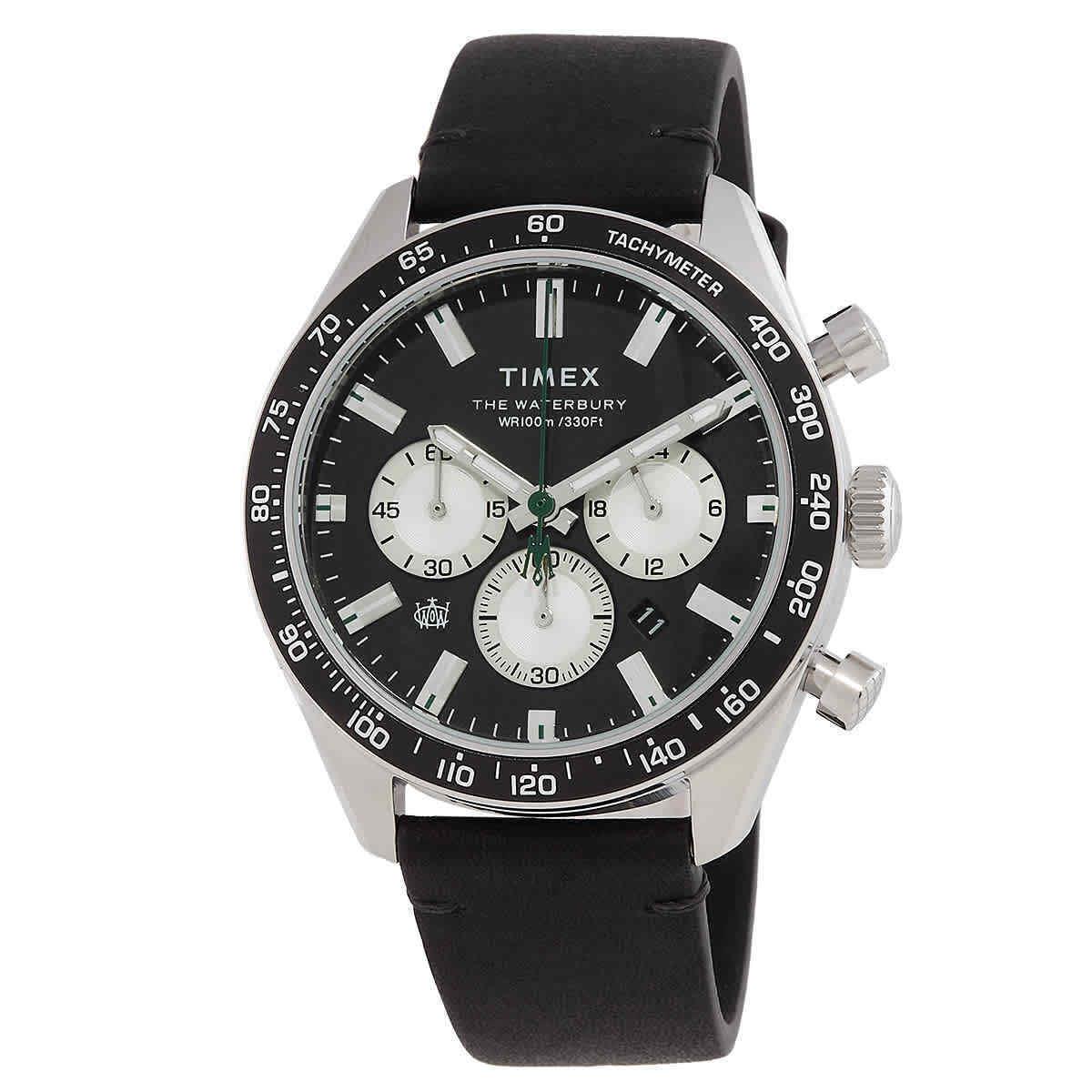 Timex Waterbury Chronograph Quartz Black Dial Men`s Watch TW2V42500