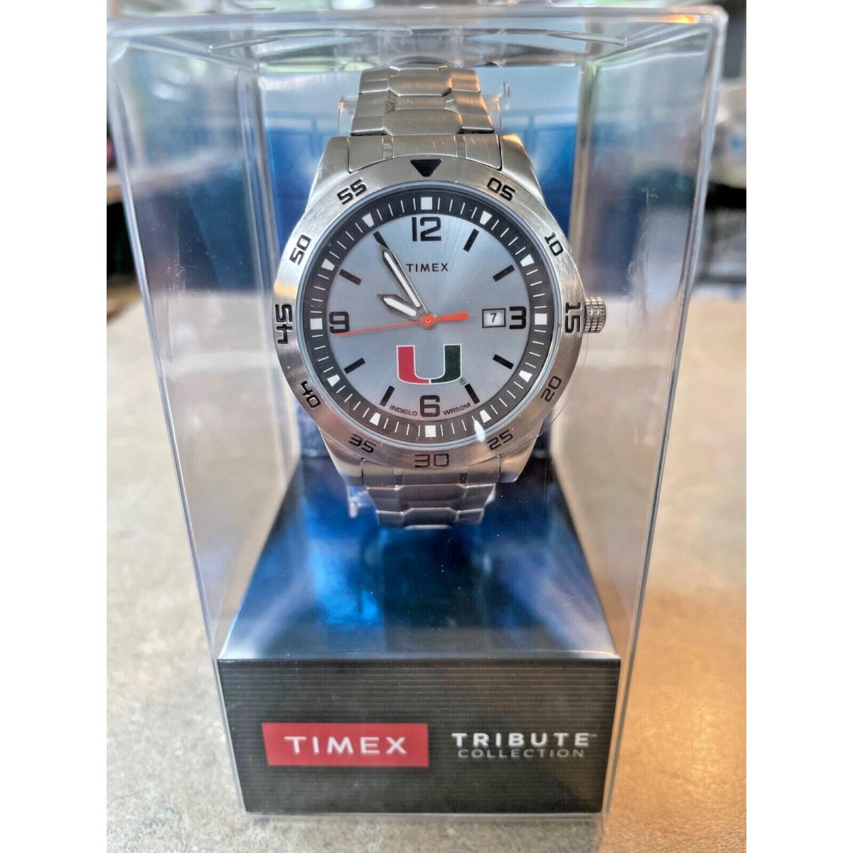 Timex Tribute Men`s Citation 42mm Quartz Watch Miami Hurricanes Logo