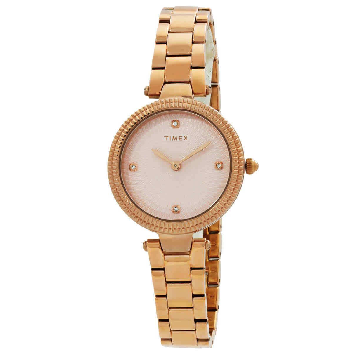 Timex Adorn Quartz Crystal Pink Dial Ladies Watch TW2V24300VQ