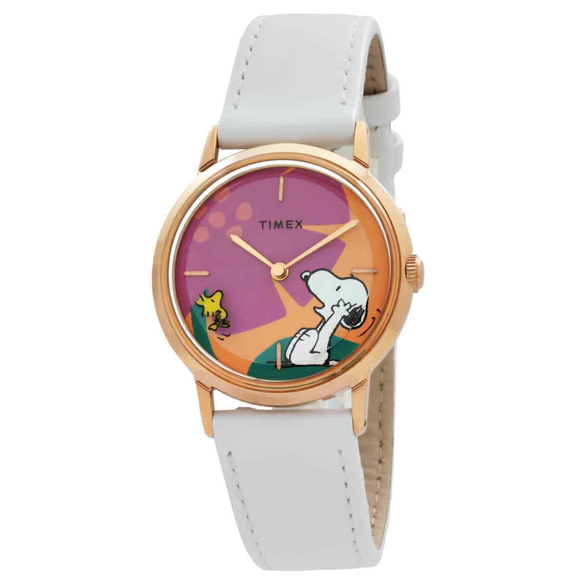 Timex Peanuts Marlin Hand Wind Snoopy Floral Ladies Watch TW2V91200