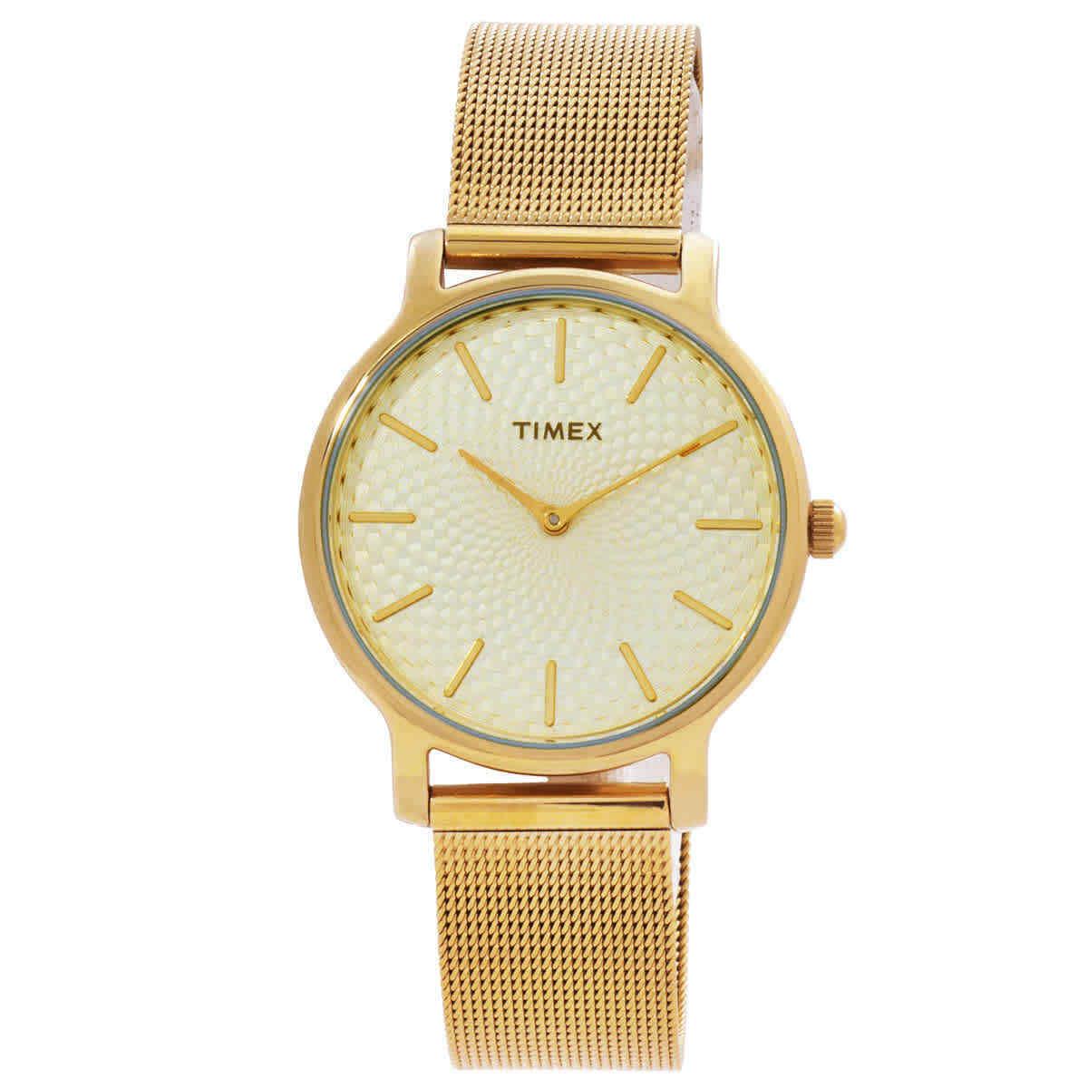 Timex Transcend Quartz Gold Dial Ladies Watch TW2R36100GP - Dial: Gold-tone, Band: Gold-tone, Bezel: Gold-tone