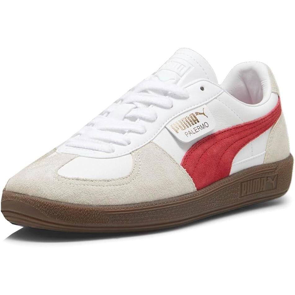 Men`s Shoes Puma Palermo Leather Casual Lace Up Sneakers 39646405 White / Gray