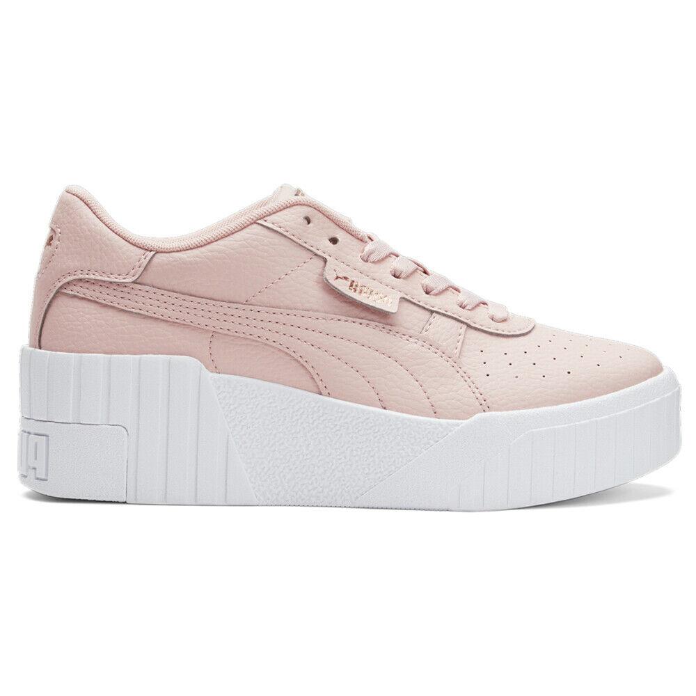 Puma Cali Perforated Lace Up Platform Wedge Womens Pink Sneakers Casual Shoes 3 - Pink