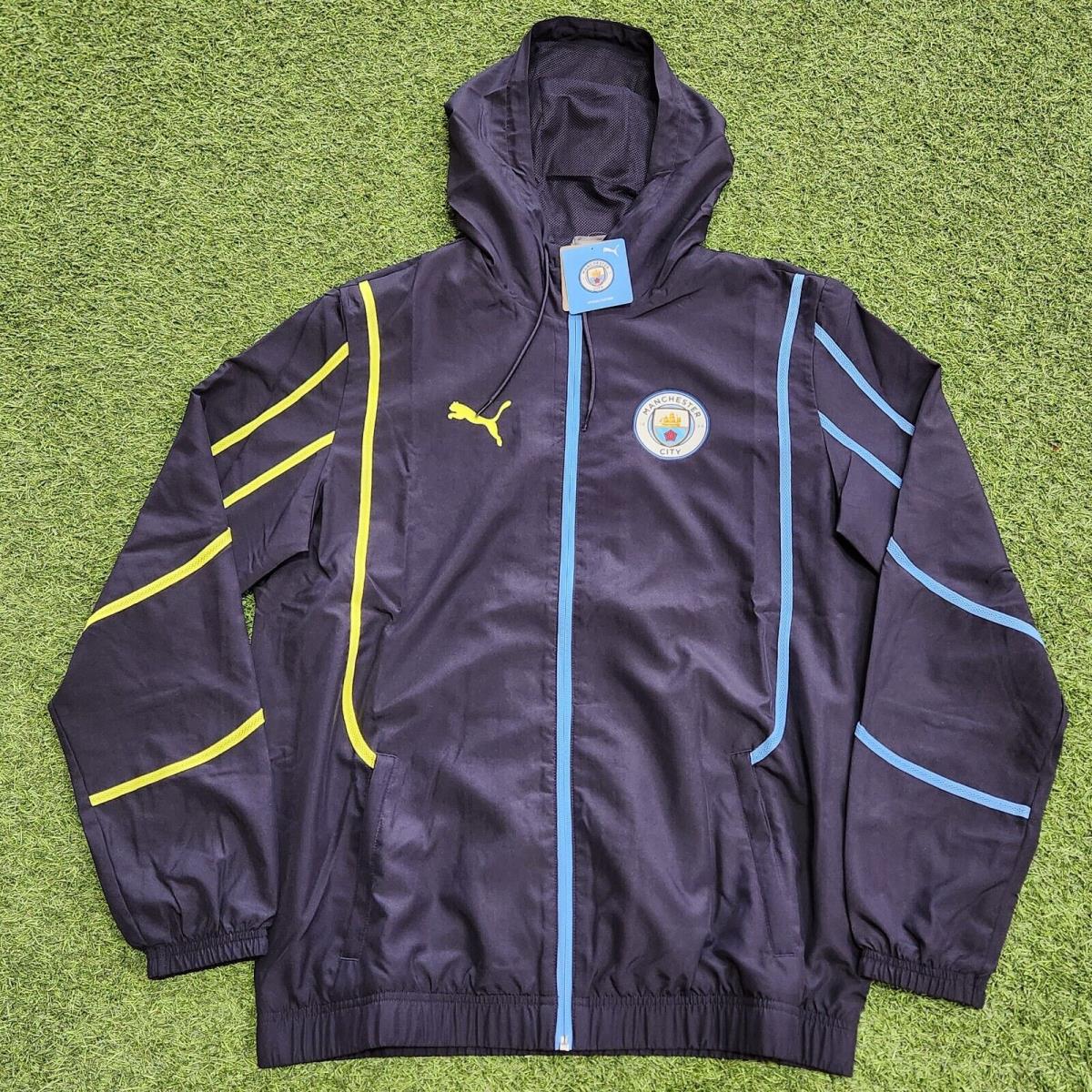 Puma Manchester City Pre-match Woven Jacket Navy-yellow Glow