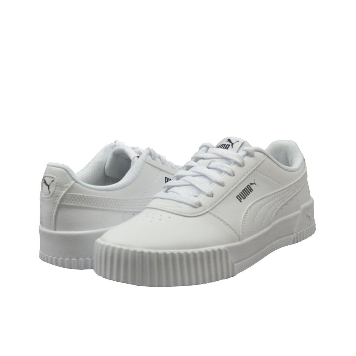 Women`s Shoe Puma Carina Leather Lace Up Sneakers 37410601 White - White