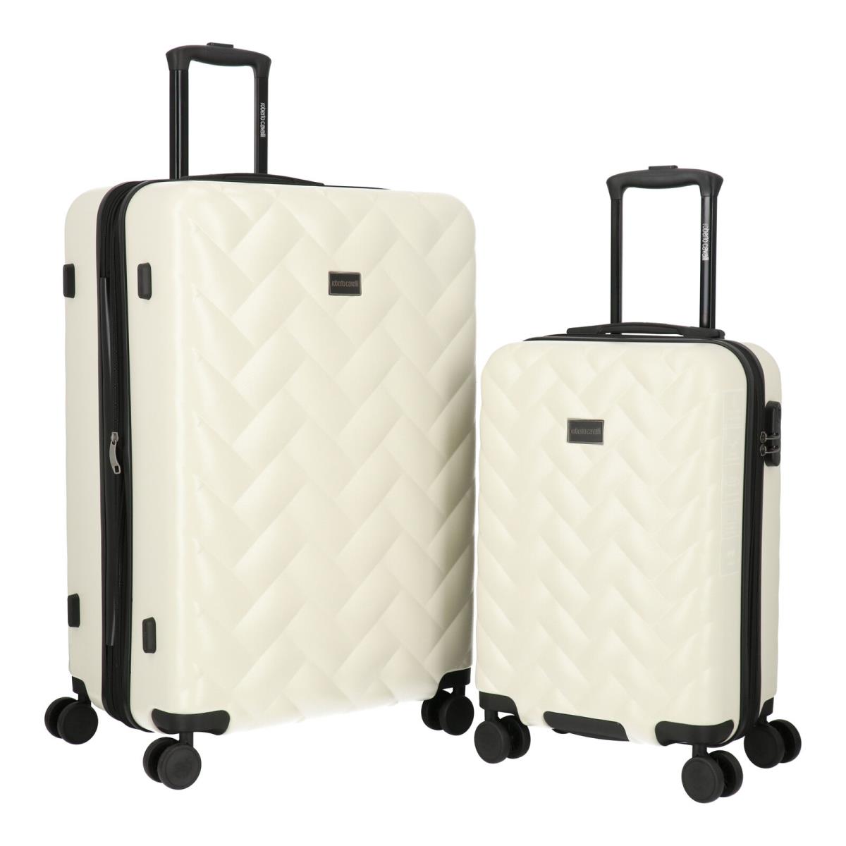 Roberto Cavalli Luxury Ivory 2 Piece Luggage Set Abs Hard Shell Suitcases with