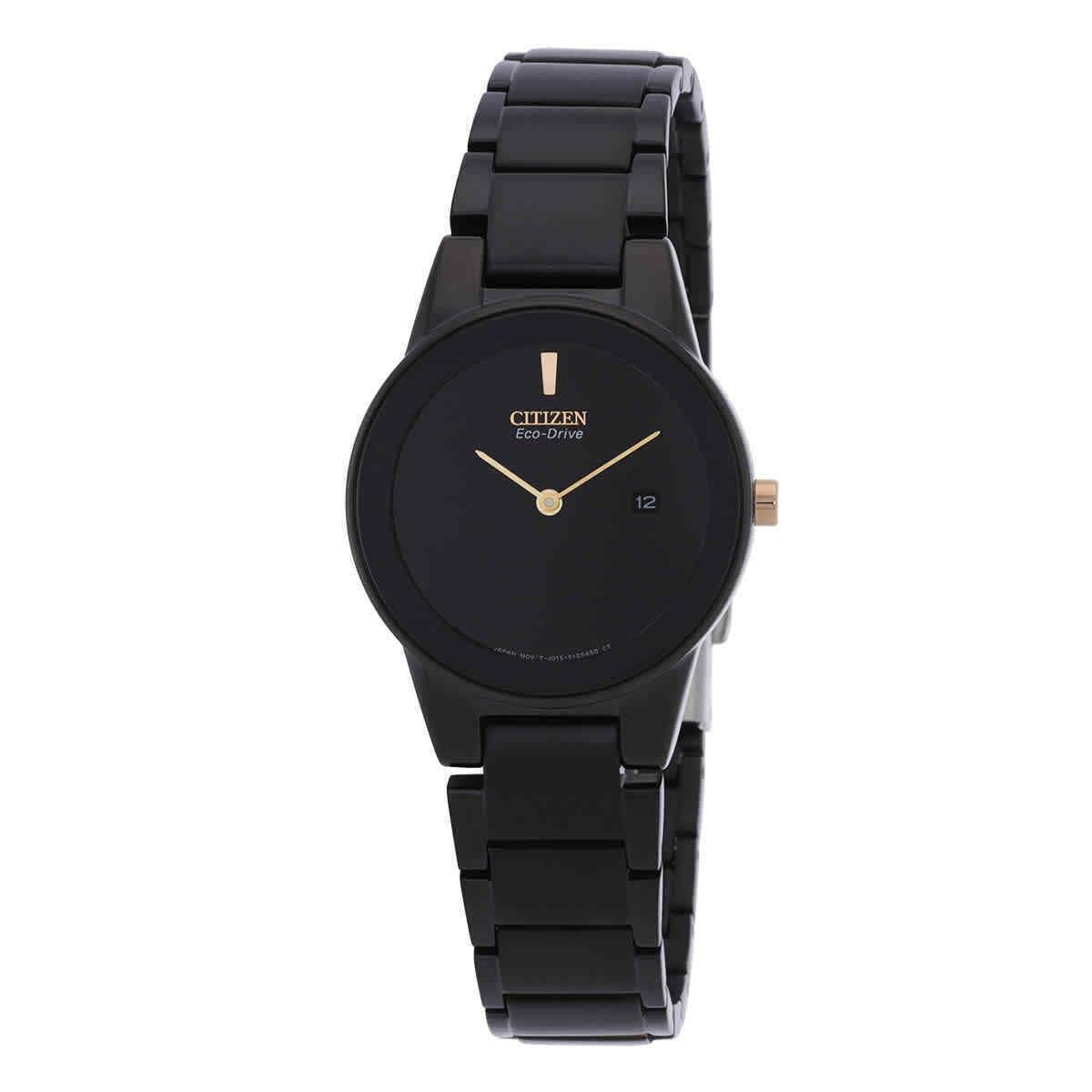 Citizen Axiom Black Dial Stainless Steel Ladies Watch GA1055-57F - Dial: Black, Band: Black