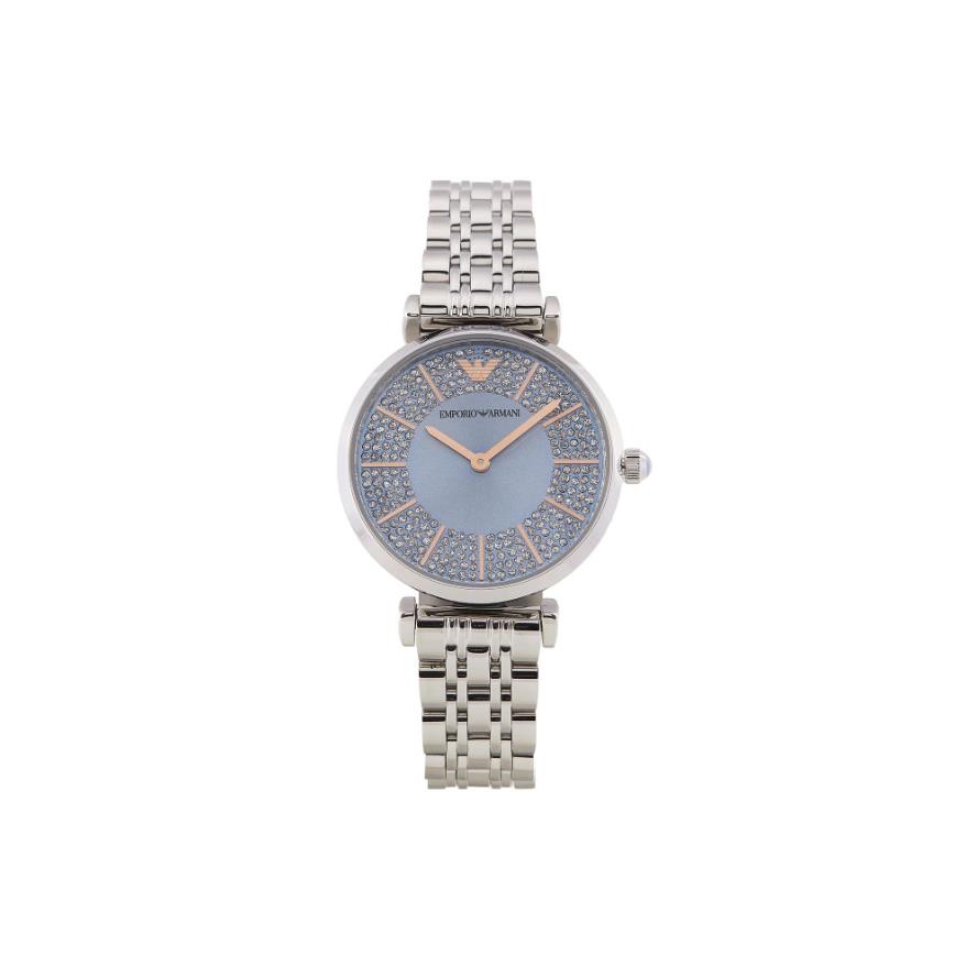 Emporio Armani AR11594 Blue Sunray Dial Silver Stainless Bracelet Womens Watch