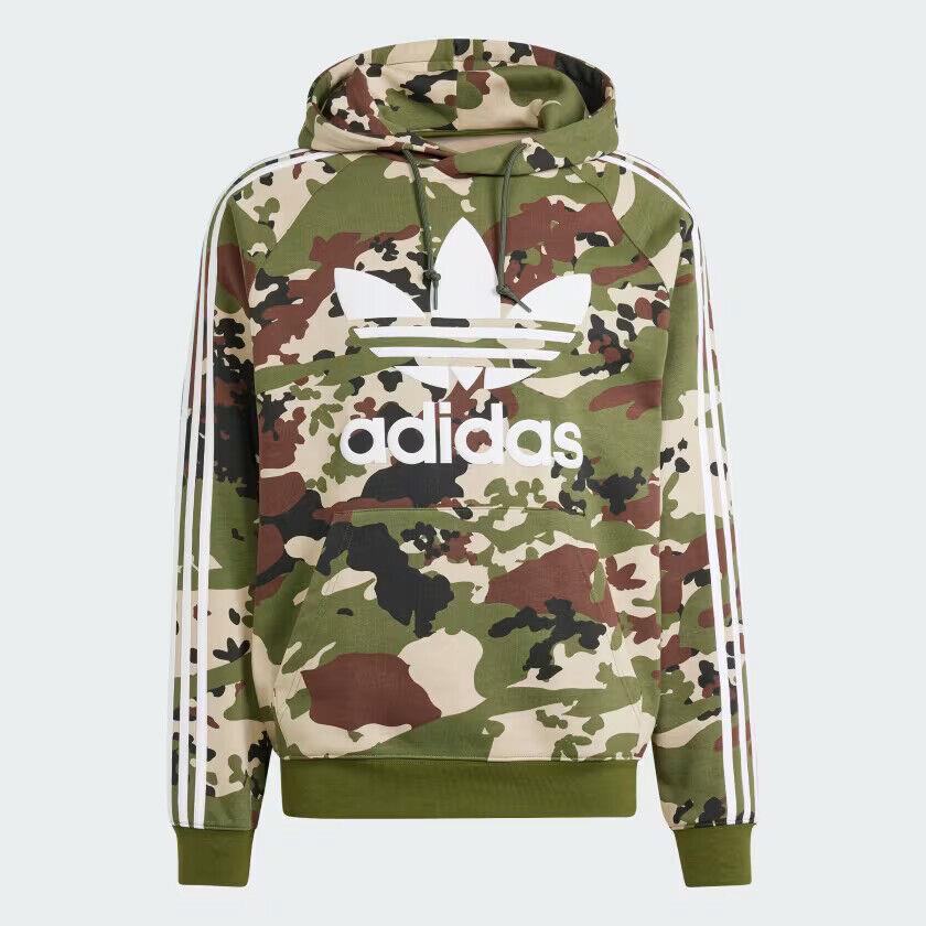 Adidas Originals Men`s Camouflage Trefoil Pullover Hoodie IS0209