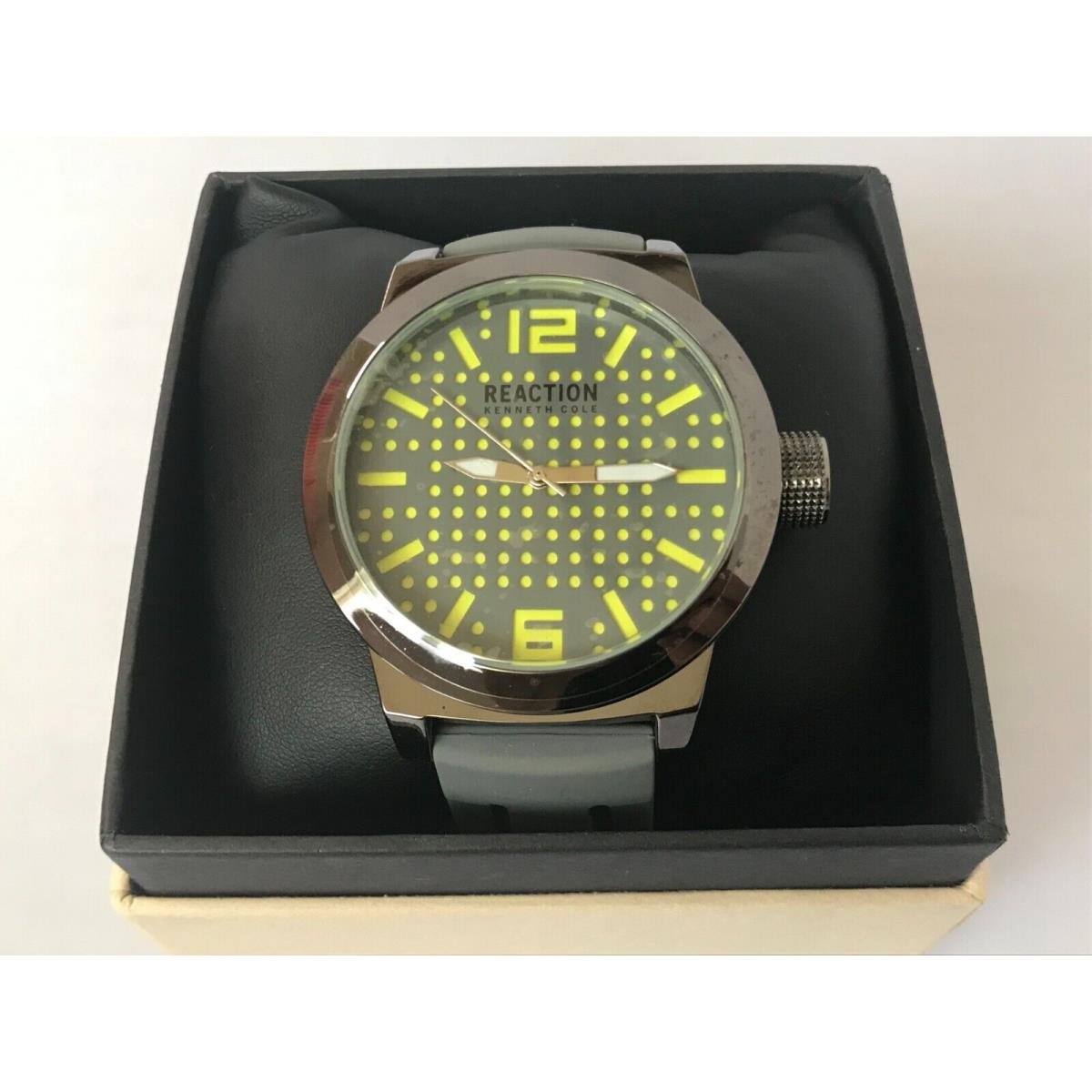 Kenneth Cole Reaction Men`s Sports Watch Quartz Grey Silicone Strap