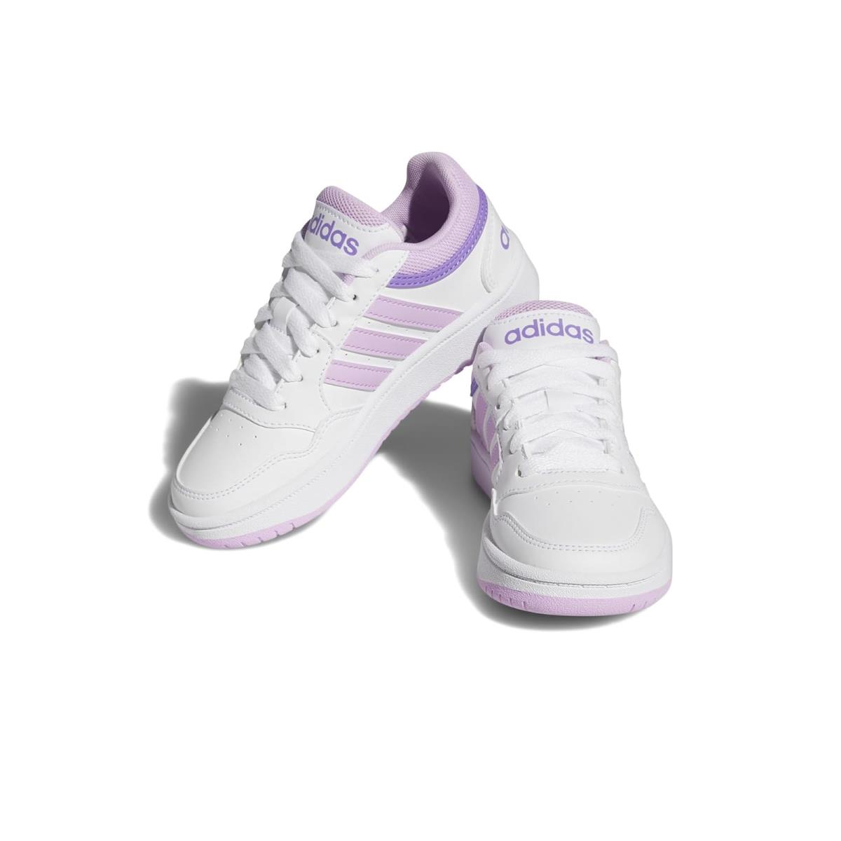 Girl`s Sneakers Athletic Shoes Adidas Kids Hoops 3.0 Little Kid/big Kid - Footwear White/Bliss Lilac/Violet Fusion