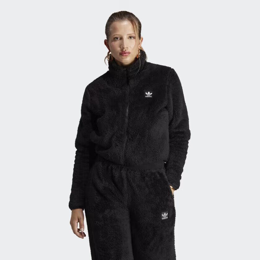 Adidas Originals Women`s Essentials Fluffy Teddy Slim Zip Top IC2252