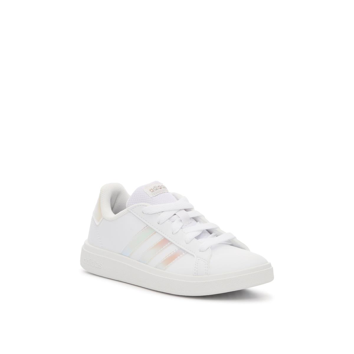 Girl`s Athletic Adidas Grand Court 2.0 Sneaker - White Iridescent