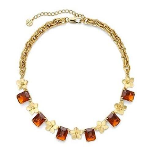 Tory Burch Cecily Gold Amber Short Women`s Necklace