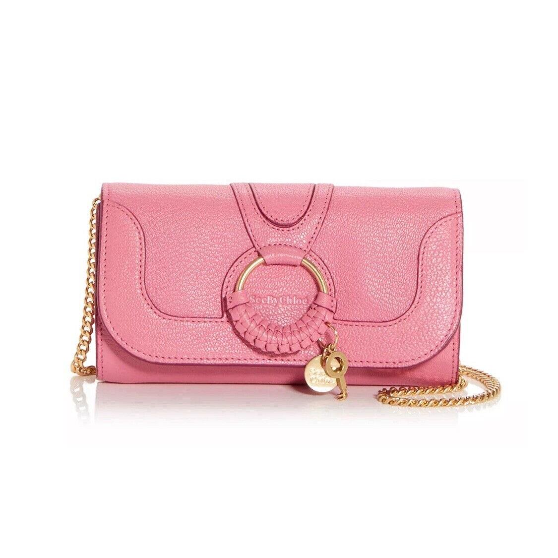 See By Chloe Hana Phone Wallet Pushy Pink Crossbody Clutch Goatskin Leather