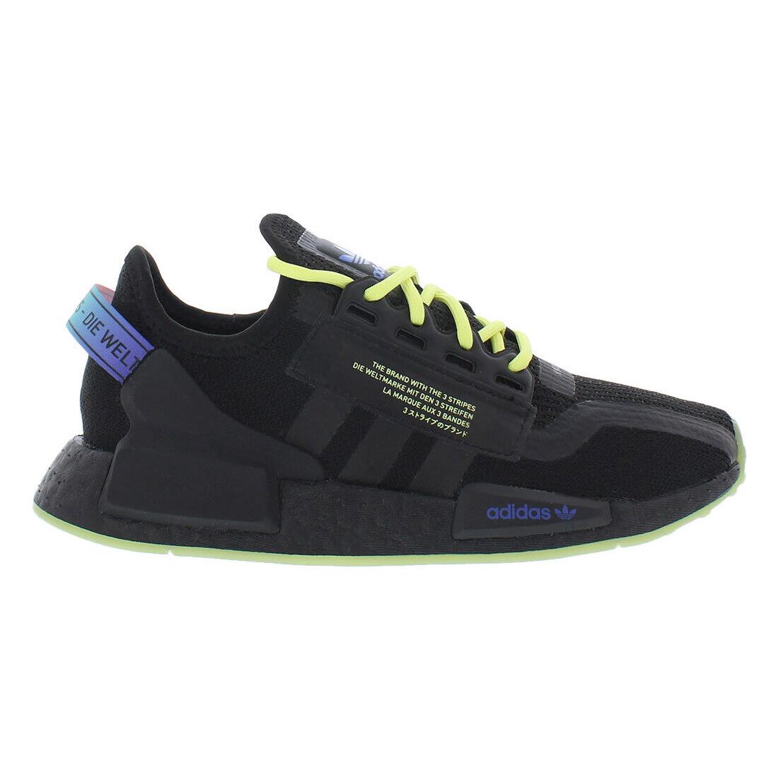 Adidas Nmd R1.V2 GS Boys Shoes Size 7 Color: Black/neon - Black/Neon, Main: Black