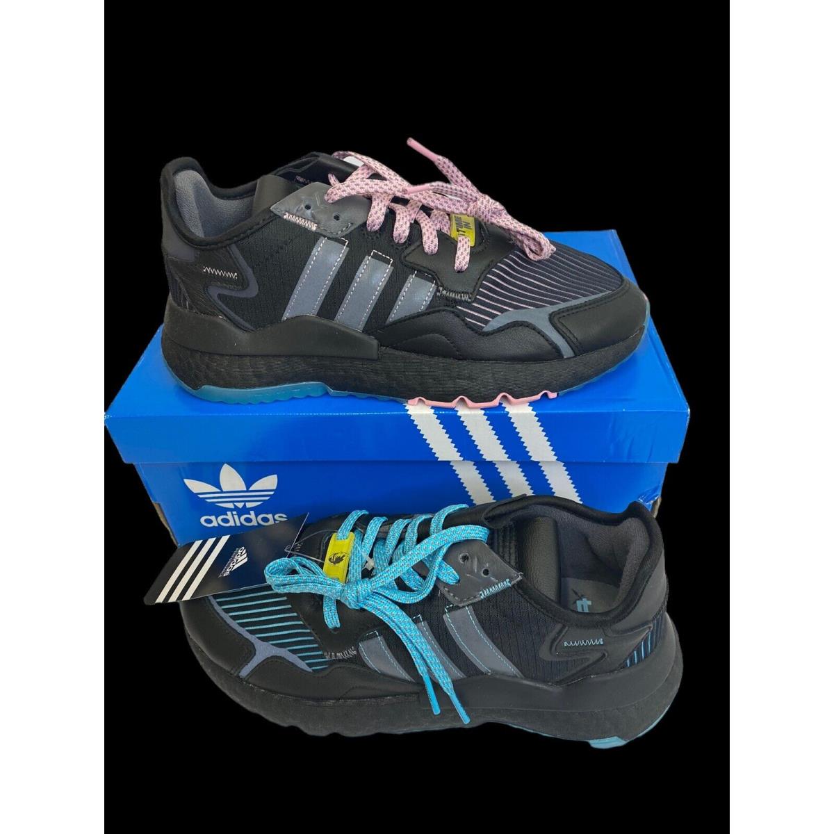 Adidas Ninja Nite selling Glow Jogger J Multi Color Sneaker Youth Kids 5 Black/Blue/Pink