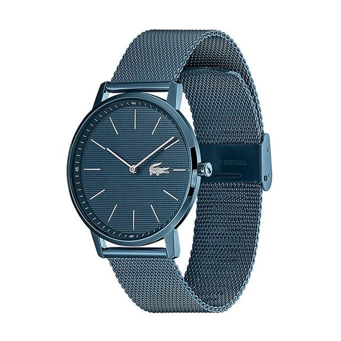 Lacoste 2011057 Moon Blue Dial Blue Stainless Steel Mesh Bracelet Men`s Watch