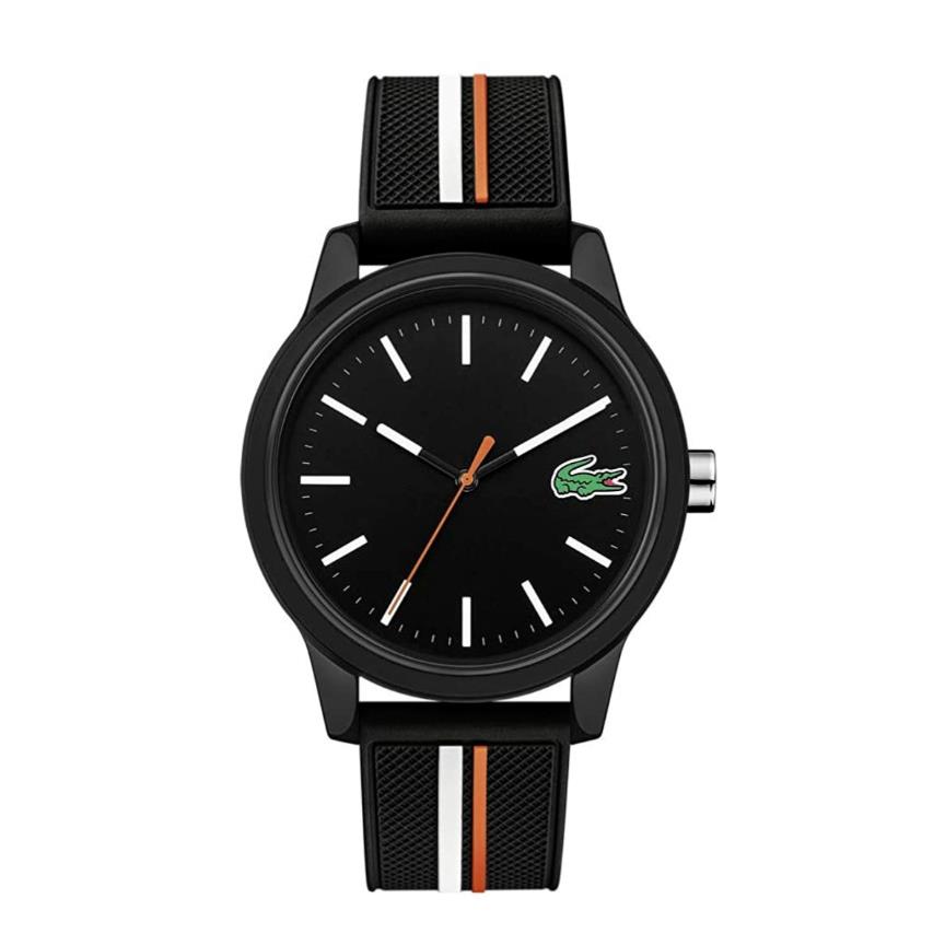 Lacoste 2011071 12.12 Black Dial Black Silicone Strap Mens Watch