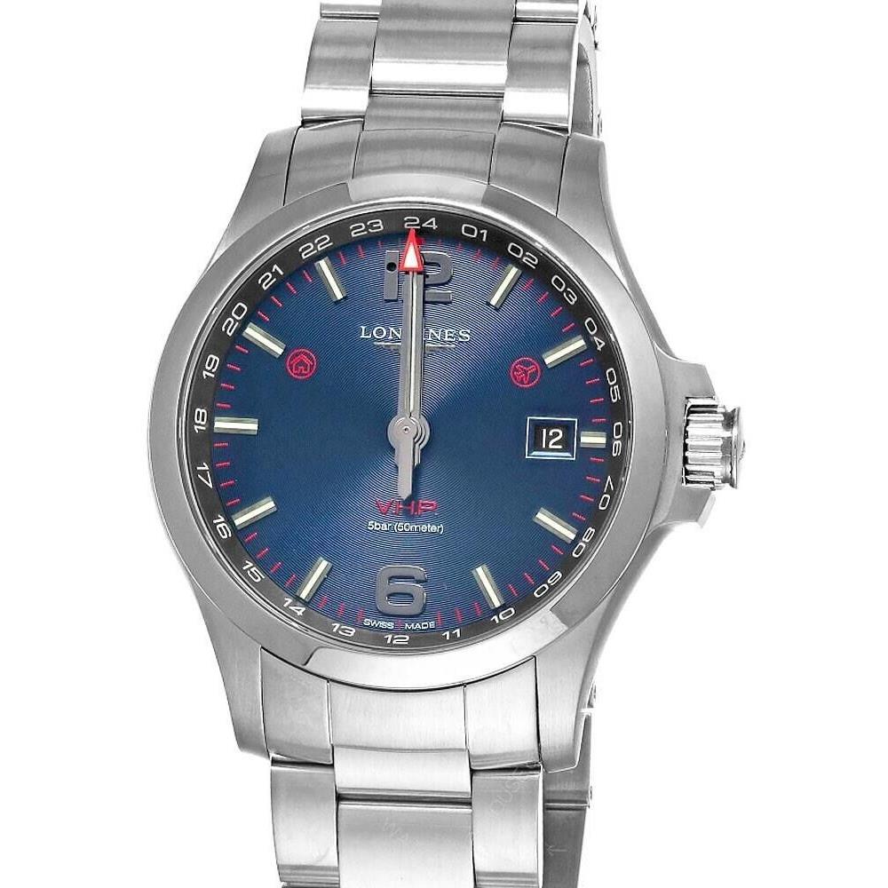 Longines Conquest V.h.p 43MM Quartz Blue Dial SS Men`s Watch L3.728.4.96.6