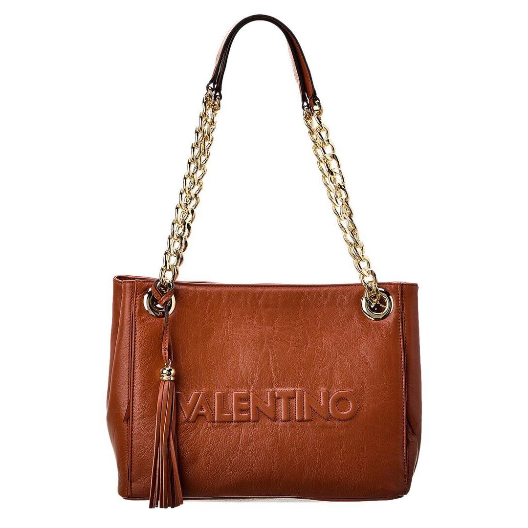 Valentino By Mario Valentino Luisa Embossed Leather Shoulder Bag Women`s Brown - Exterior: Brown