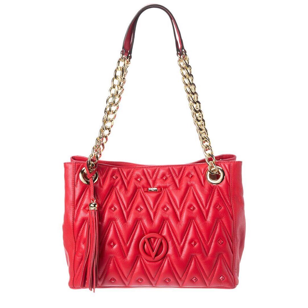 Valentino By Mario Valentino Luisa Diamond Leather Shoulder Bag Women`s Red