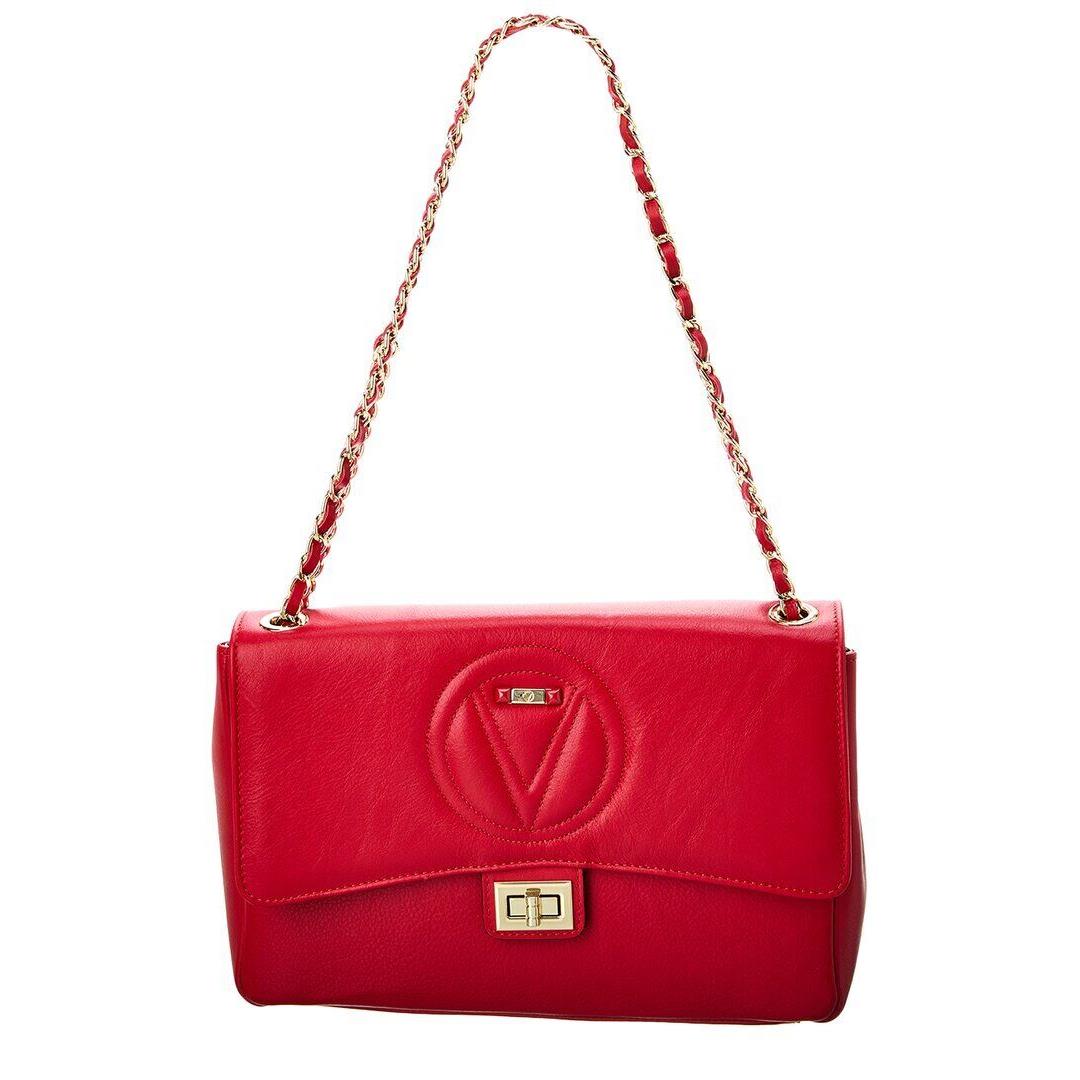 Valentino By Mario Valentino Posh Signature Leather Shoulder Bag Women`s Red