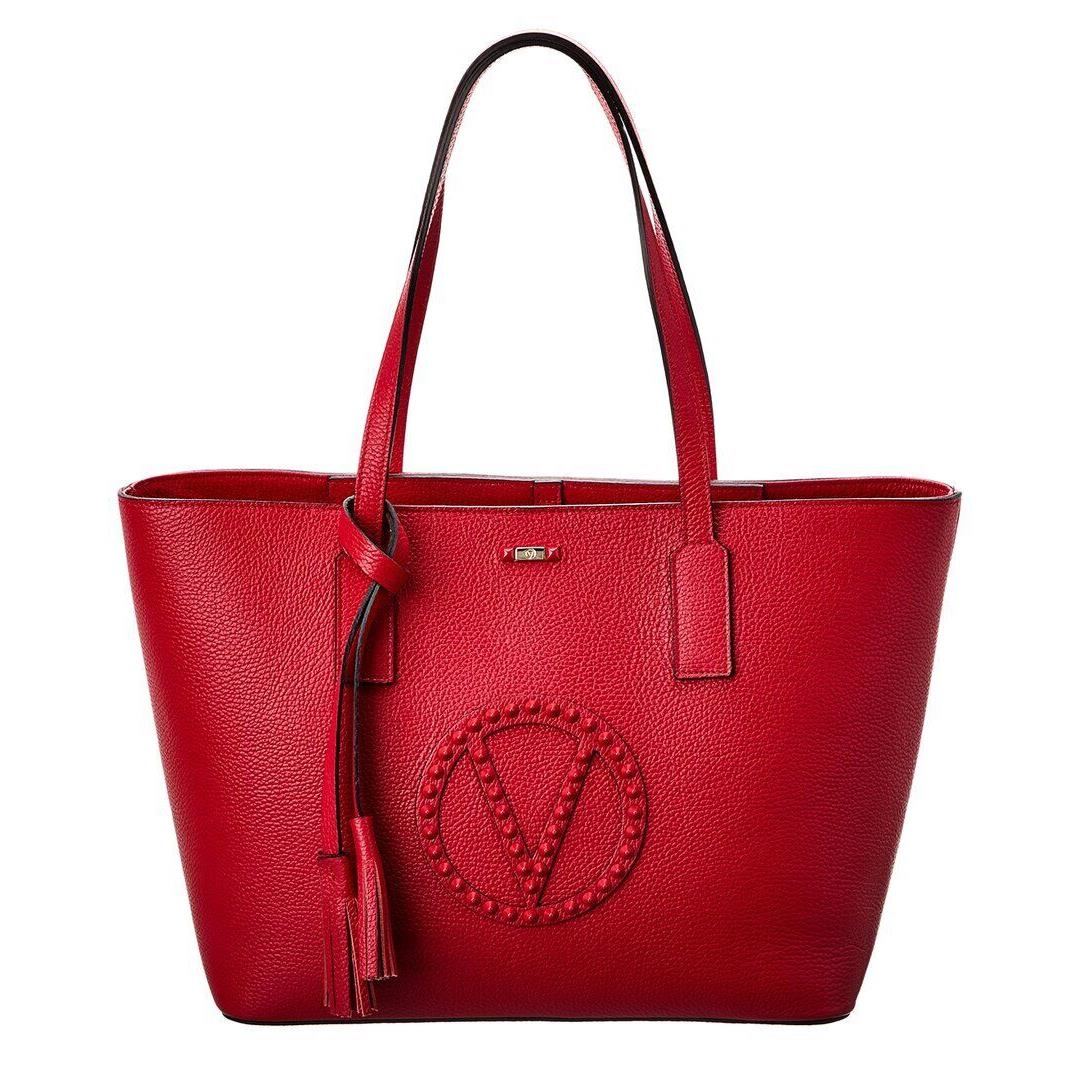 Valentino By Mario Valentino Soho Rock Leather Tote Women`s Red