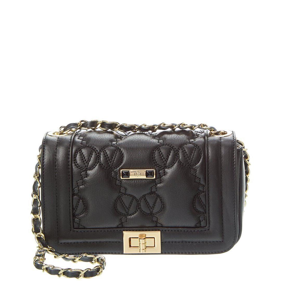 Valentino By Mario Valentino Beatriz Monogram Leather Shoulder Bag Women`s Black