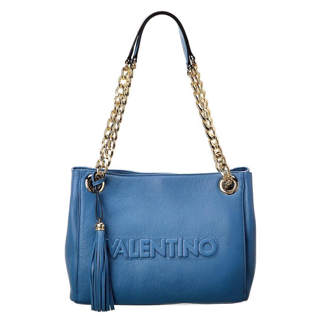 Valentino By Mario Valentino Luisa Embossed Leather Shoulder Bag Women`s Blue