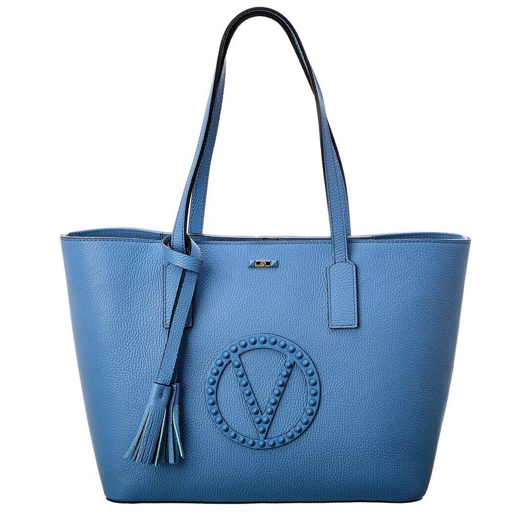 Valentino By Mario Valentino Soho Rock Leather Tote Women`s Blue