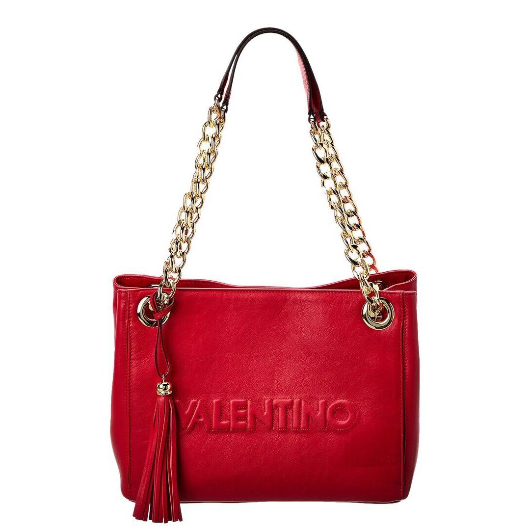 Valentino By Mario Valentino Luisa Embossed Leather Shoulder Bag Women`s Red