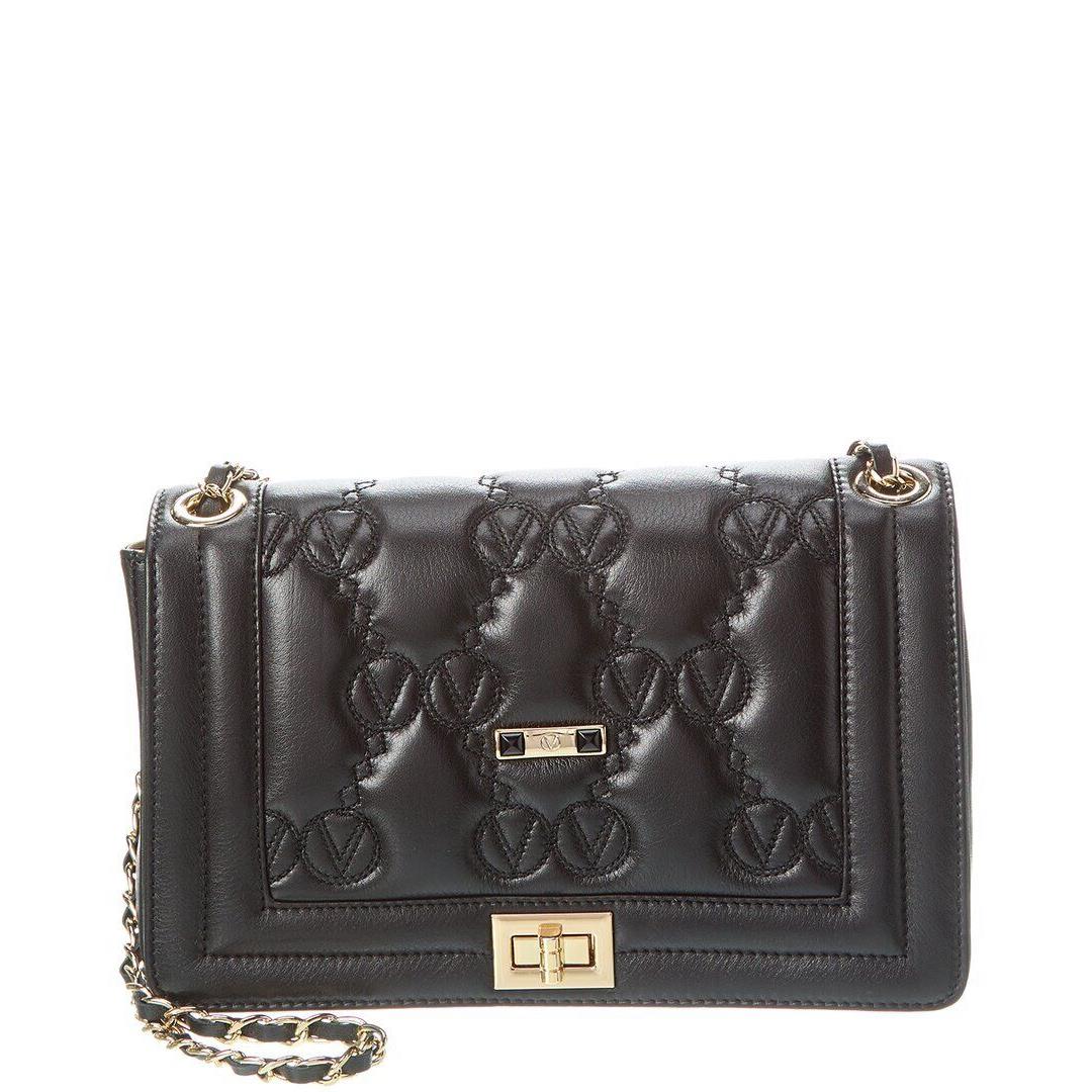 Valentino By Mario Valentino Alice Monogram Leather Shoulder Bag Women`s Black