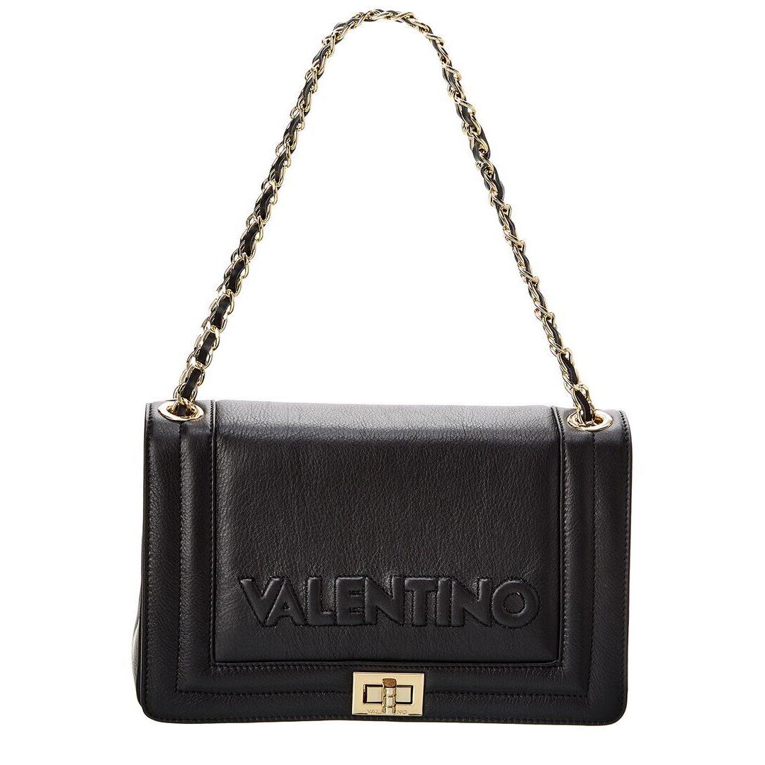 Valentino By Mario Valentino Alice Embossed Leather Shoulder Bag Women`s Black