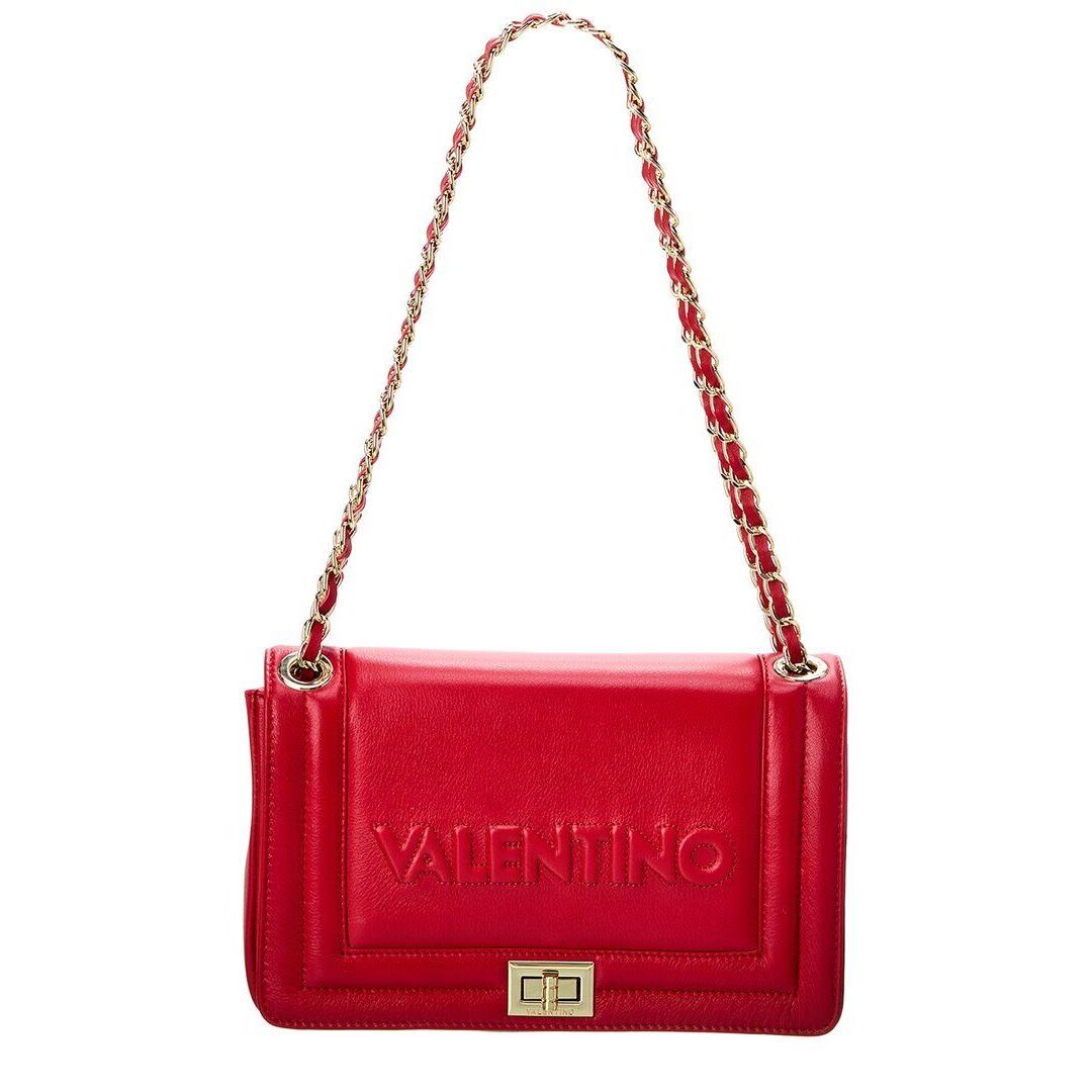 Valentino By Mario Valentino Alice Embossed Leather Shoulder Bag Women`s Red - Exterior: Red