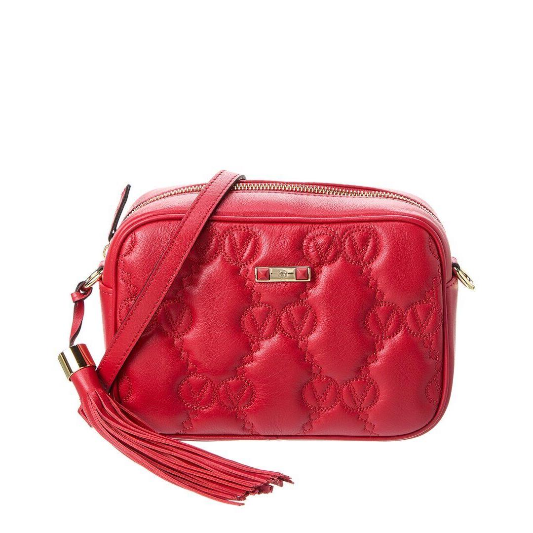 Valentino By Mario Valentino Mia Matelasse Leather Crossbody Women`s Red