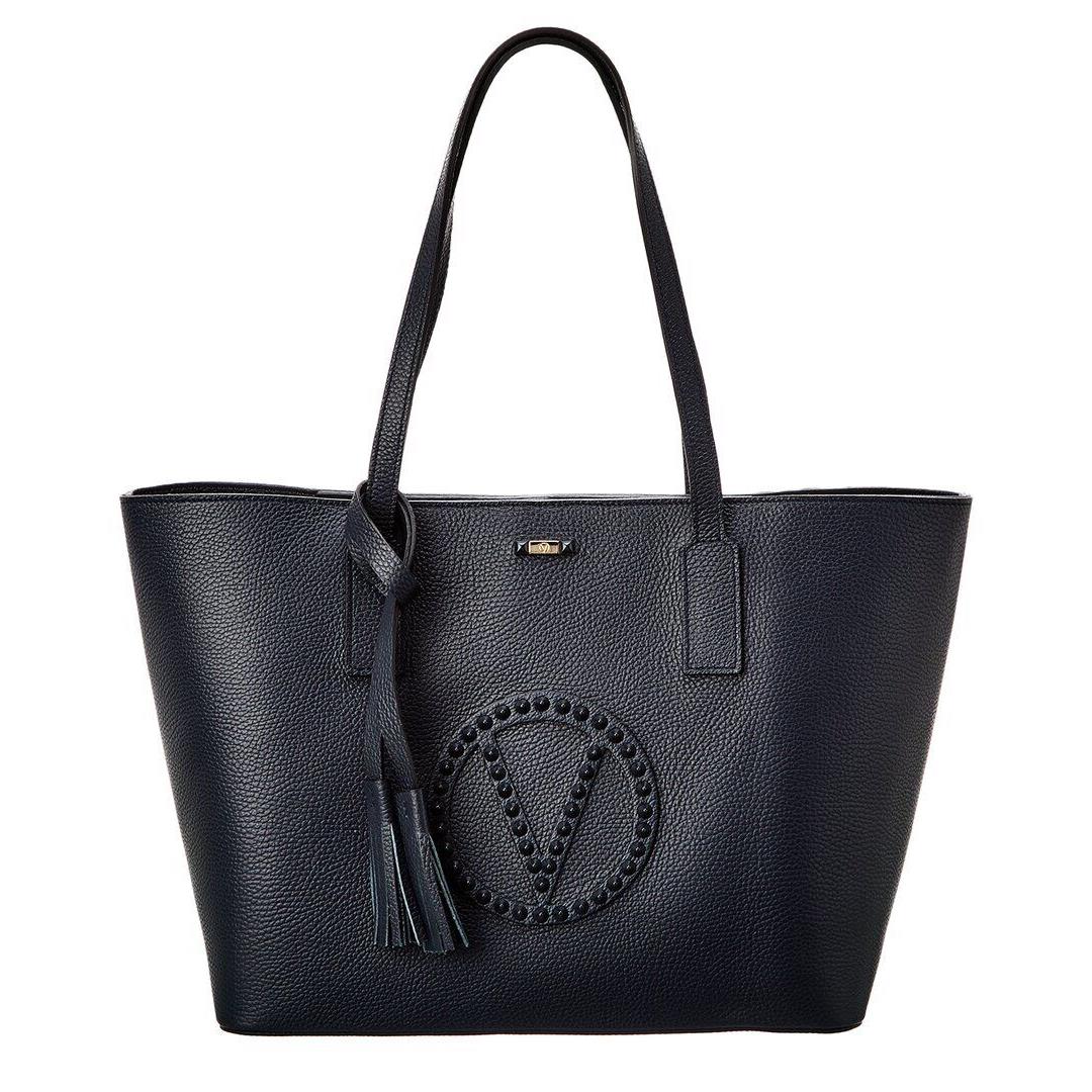 Valentino By Mario Valentino Soho Rock Leather Tote Women`s Blue