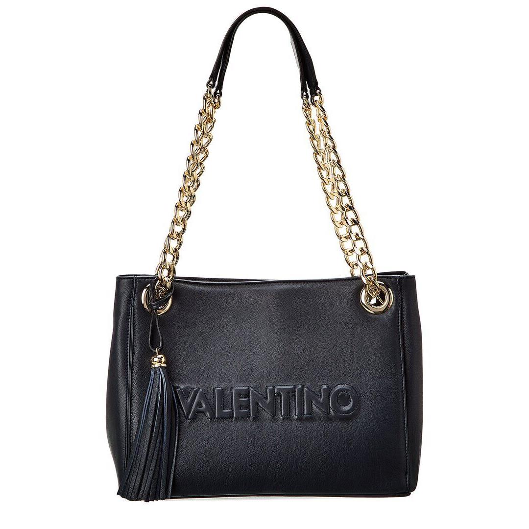 Valentino By Mario Valentino Luisa Embossed Leather Shoulder Bag Women`s Blue - Exterior: Blue