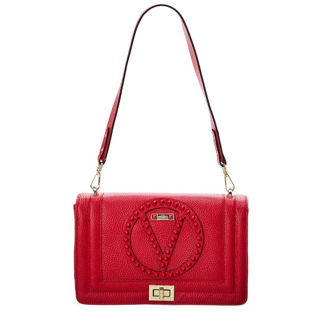 Valentino By Mario Valentino Alice Rock Leather Shoulder Bag Women`s Red - Exterior: Red