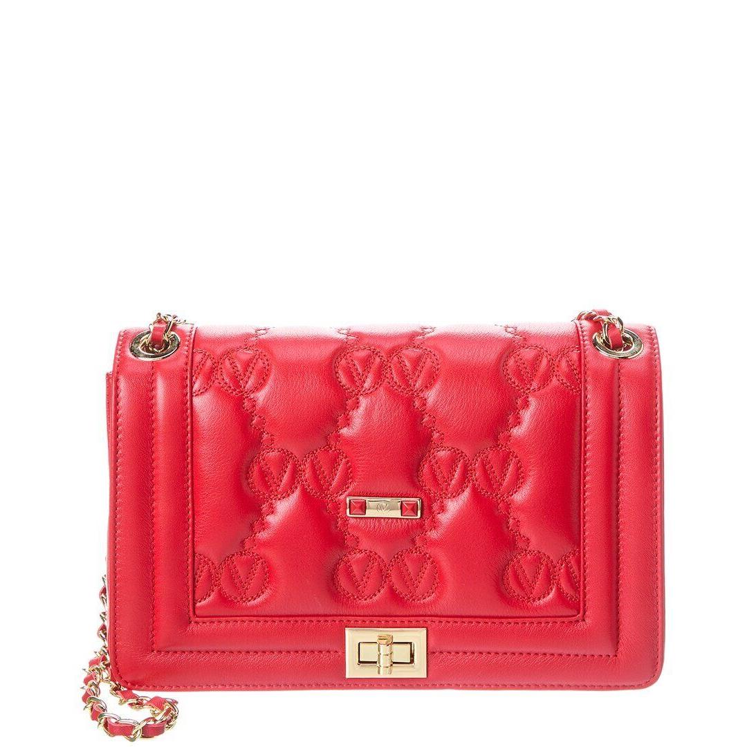 Valentino By Mario Valentino Alice Monogram Leather Shoulder Bag Women`s Red