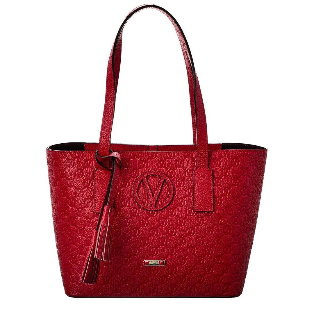 Valentino By Mario Valentino Prince Medallion Leather Tote Women`s Red