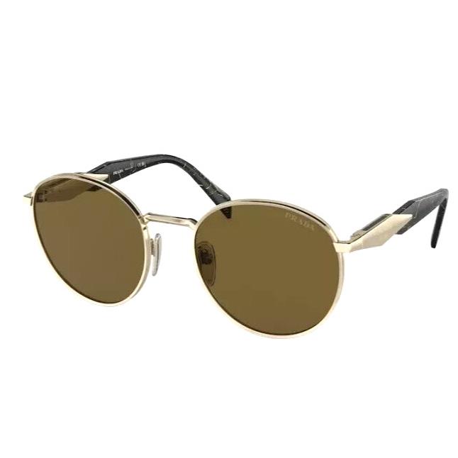 Prada Sunglasses PR 56ZS ZVN01T Light Gold Dark Brown Woman