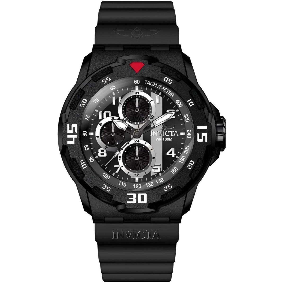 Invicta Men`s Watch Coalition Forces Chrono Black Silicone Rubber Strap 46397 - Dial: Grey, Black, Band: Black