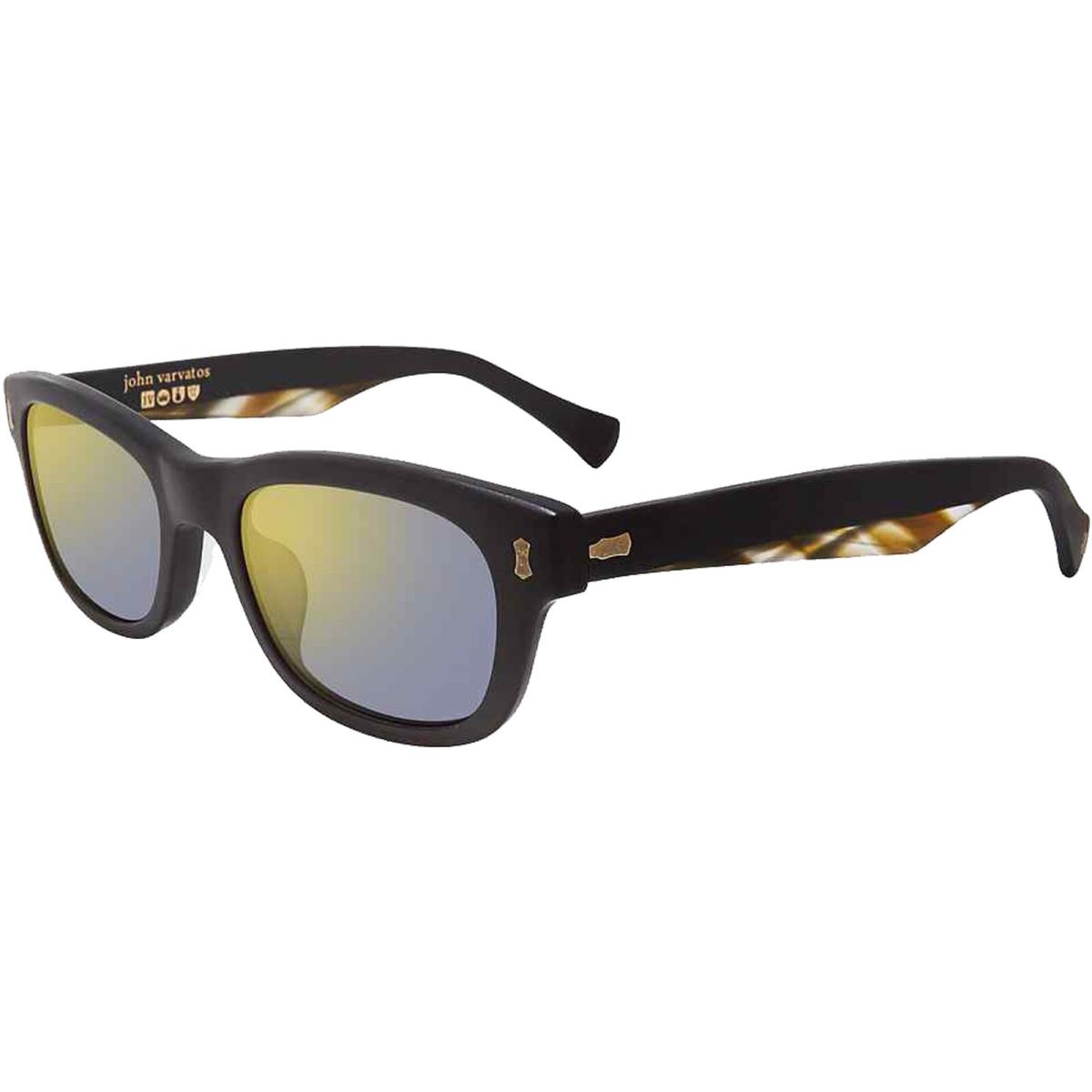 John Varvatos Men`s Rectangle Sunglasses - V538 - Made in Japan Matte Black/Brown-Grey (MBL)