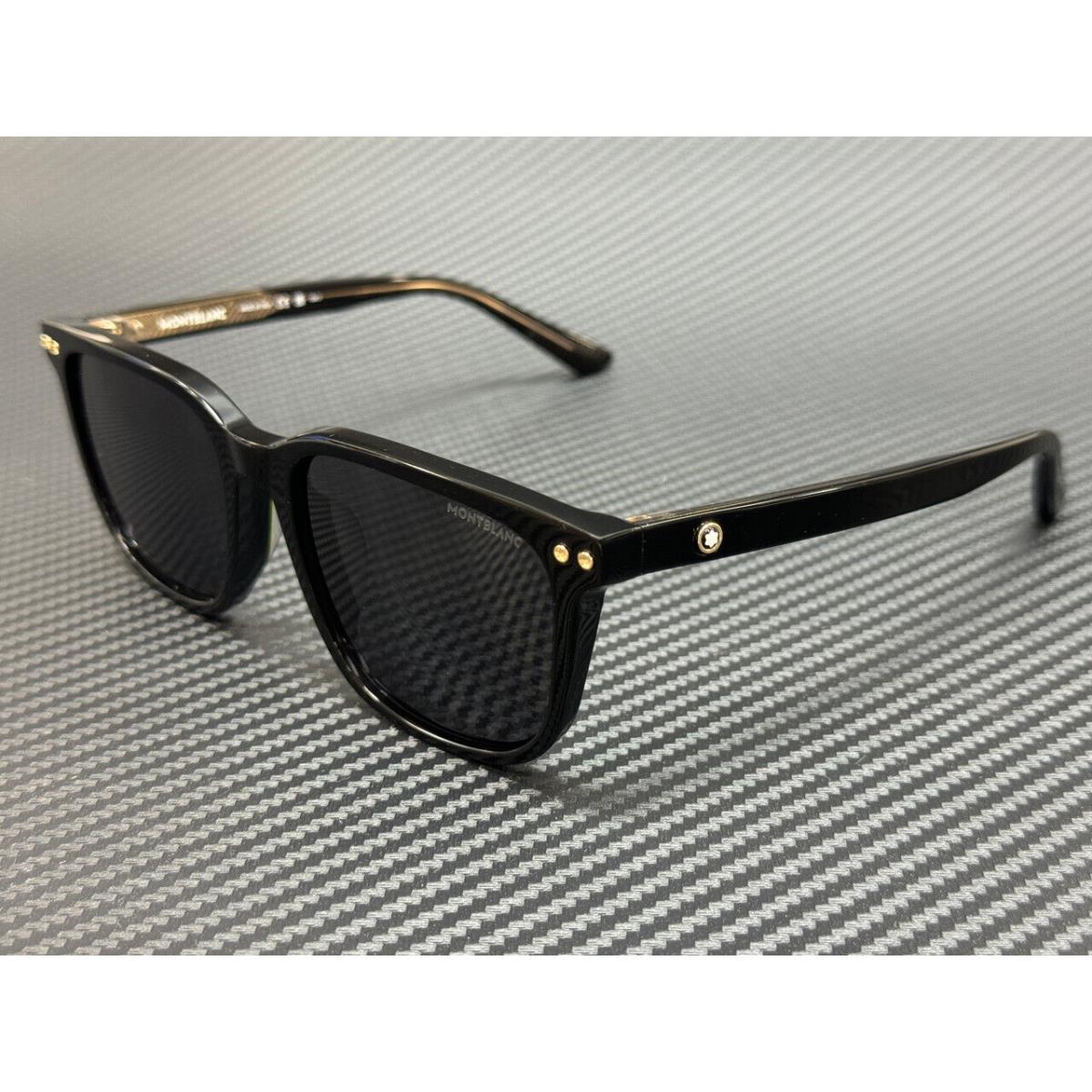 Montblanc Mont Blanc MB0258SA 001 Black Grey Men`s 55 mm Large Sunglasses