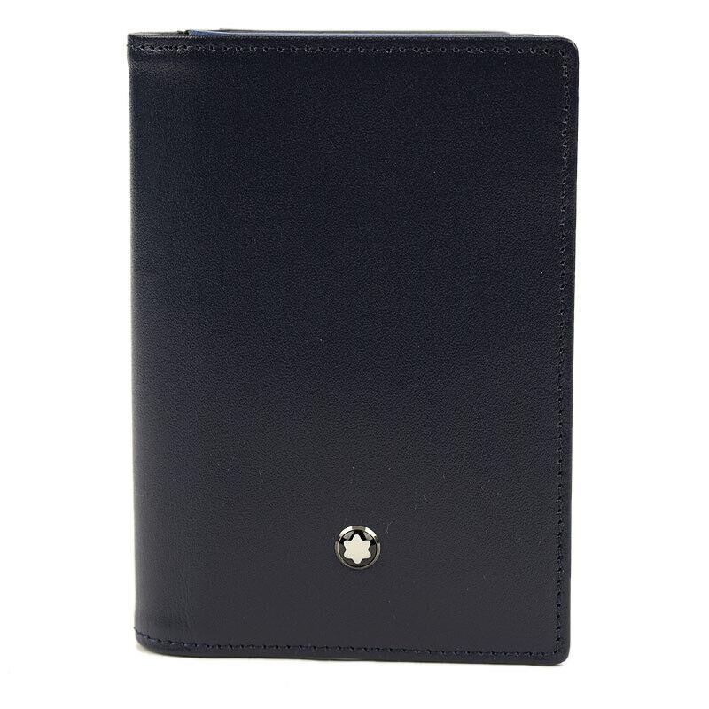 Montblanc Mens Navy Meisterstuck Business Card Case Holder Gusset Italy